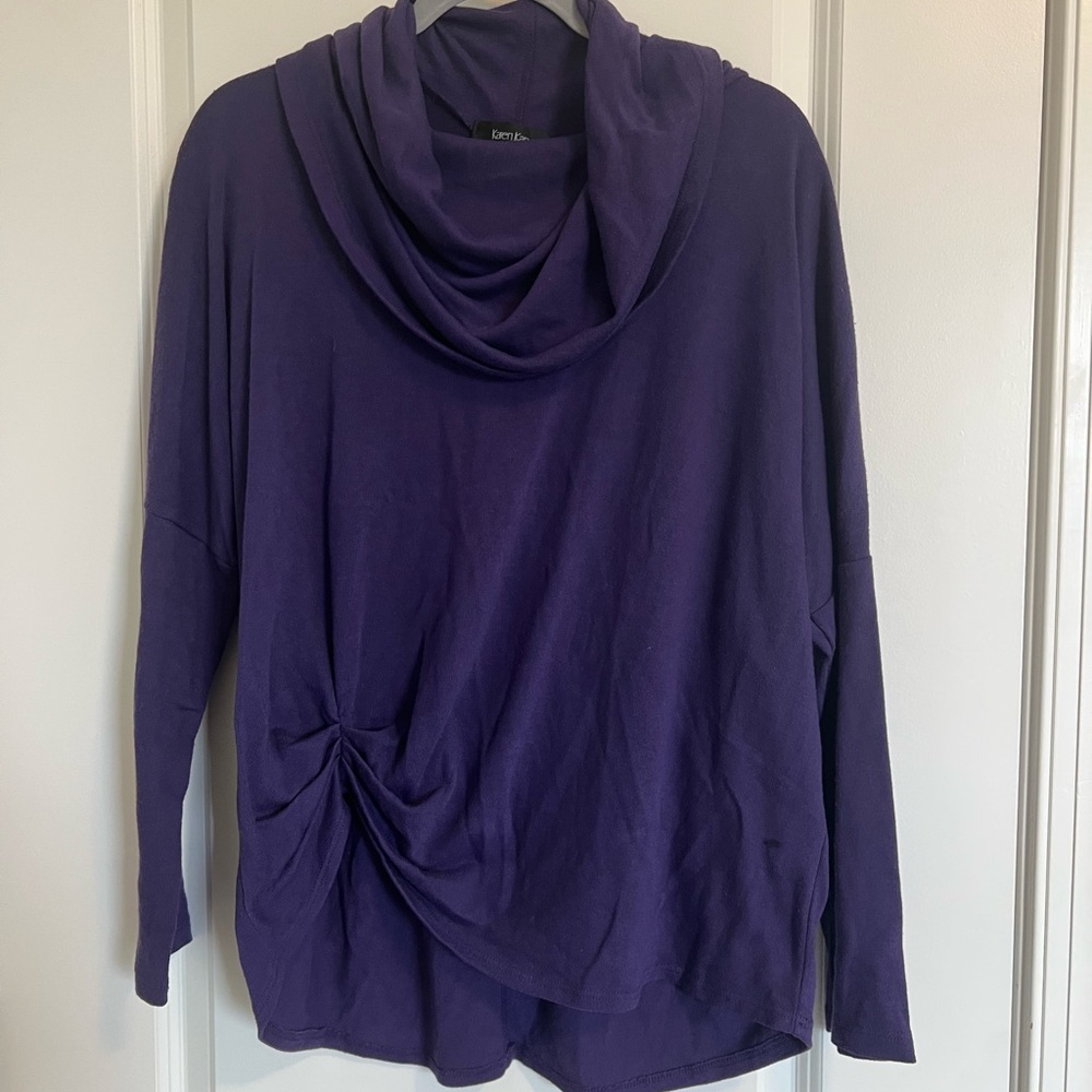 Purple Cowl Neck Long Sleeve Top